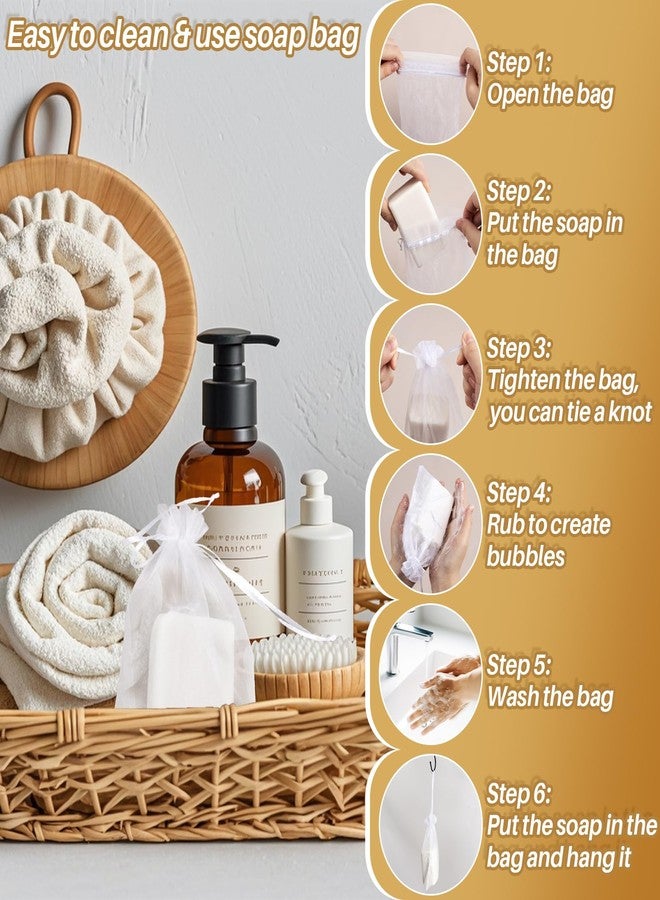 RAQEHO 10 Mesh Soap Bags for Soap Bars - RAQEHO 4"X6" Hanging Dry Organza Bags Bar Soap Pouch Saver Bag Sock Bar Scrubber Pouch Exfoliating Foaming Net Mesh Exfoliating Net Shower Washing Body Gift Packaging - Image 5